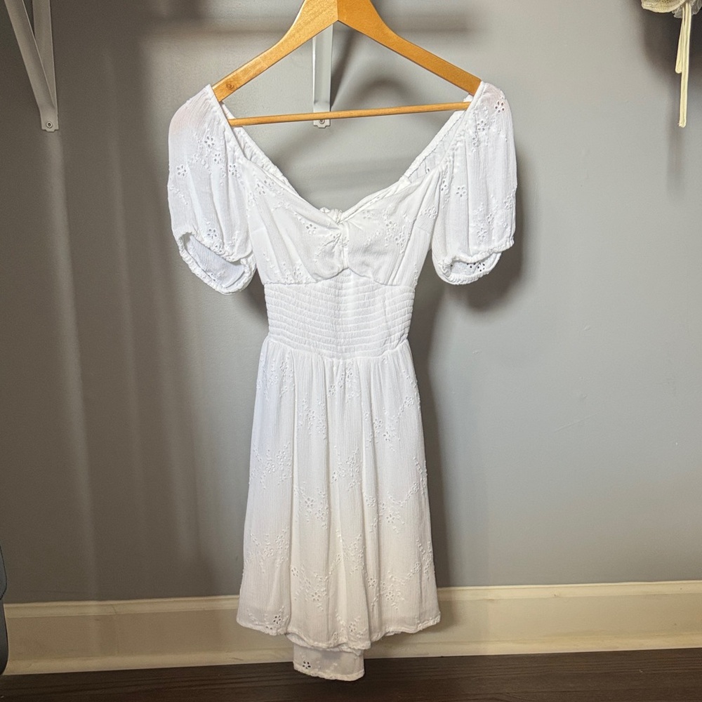 Hollister White Eyelet Midi Dress